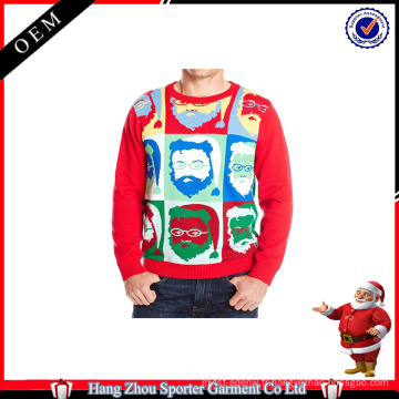 16FZCS50 santa visage pull de Noël pullover noël cavalier pour les hommes